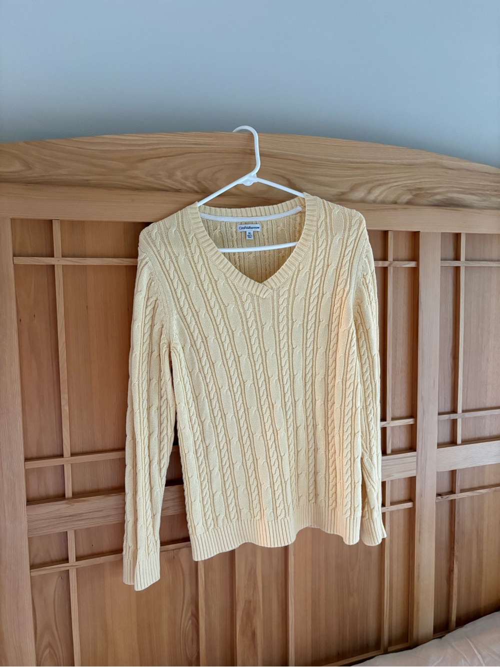 Croft & Barrow Butter Yellow Cable-Knit V-Neck Sweater